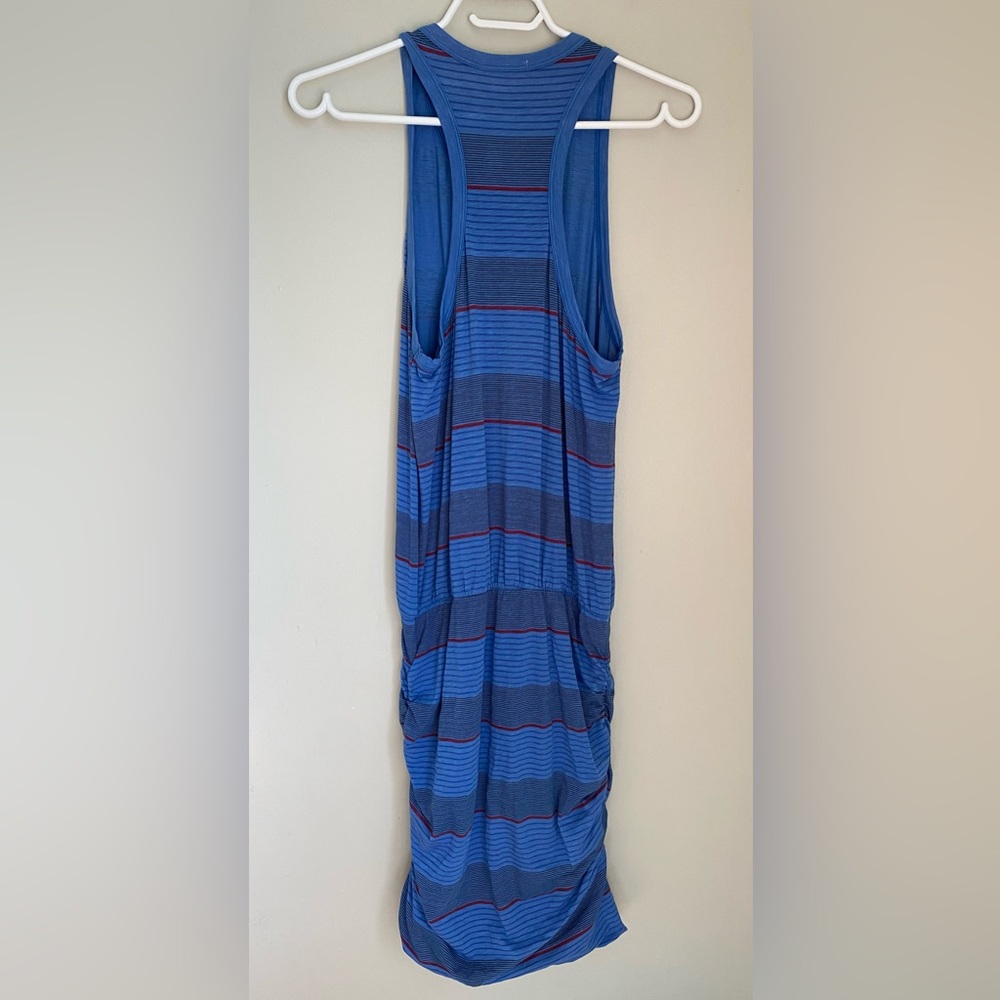 Sundry Blue Striped Ruched Sleeveless Tank Dress Size 2 or Medium Beachy - Picture 5 of 9